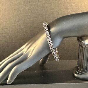 🔥 Sterling Silver Bali-Style Woven Bangle Bracelet – Hinged Clasp – Beautiful